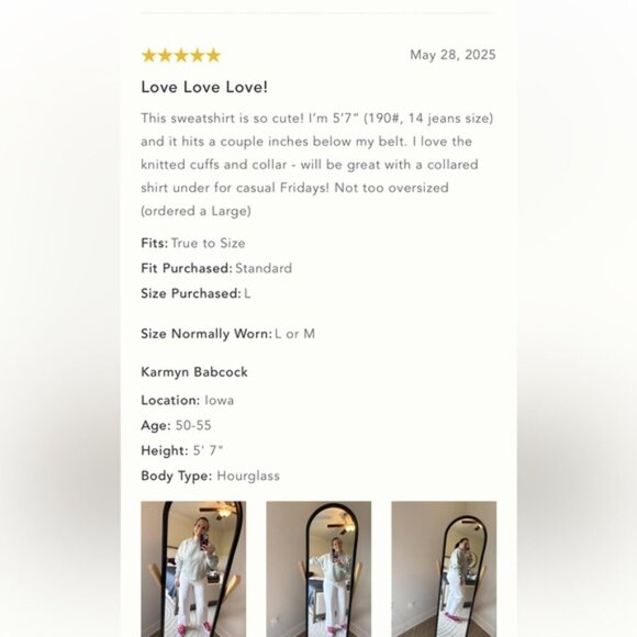 NWT Anthropologie Maeve Paneled Warm-Up Sweatshirt Cream White 1X‎ - Picture 3 of 5